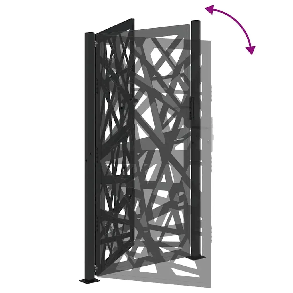 Garden Gate Black 100x175 cm Steel Light Design Outdoor Entrance Fence Gate