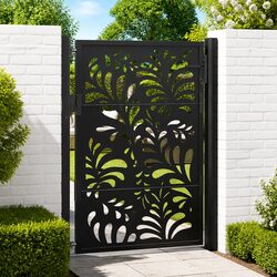 100x125 cm Black Steel Garden Gate with Lockable Design