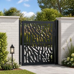Garden Gate Specifications: 100x100 cm Steel with Laser-Cut Design