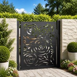 100x100 cm Black Steel Garden Gate with Locking System