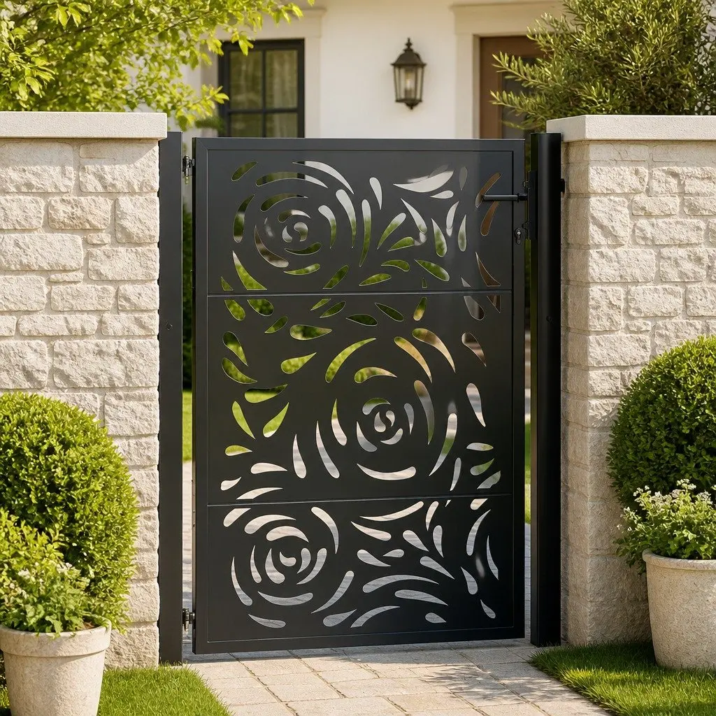 Black Steel Garden Gate 100x125cm