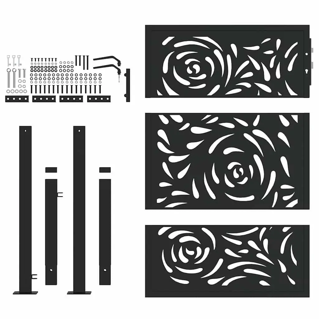 Black Steel Garden Gate 100x125cm