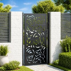 Garden Gate Black Steel 100x175cm with Locking System