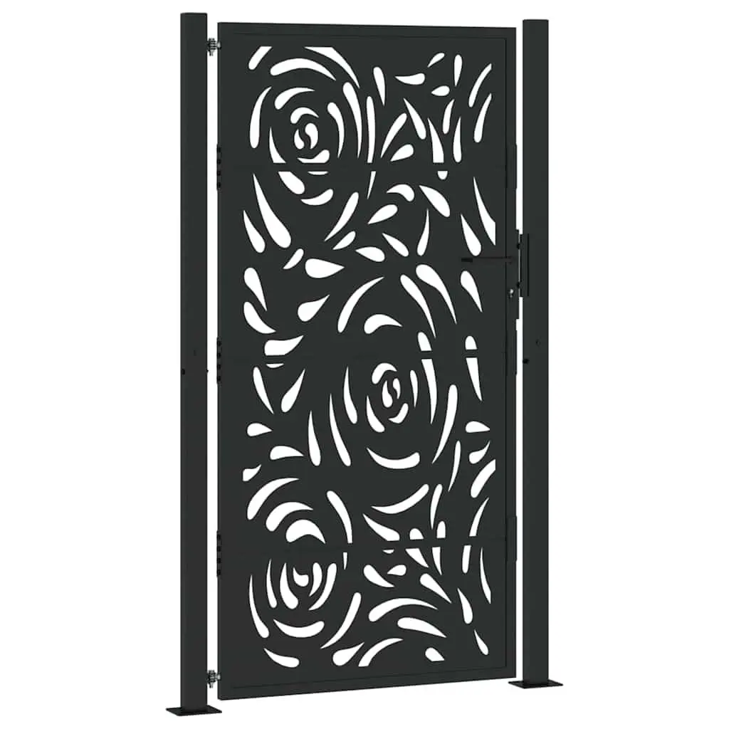 Garden Gate Black Steel 100x175cm with Locking System