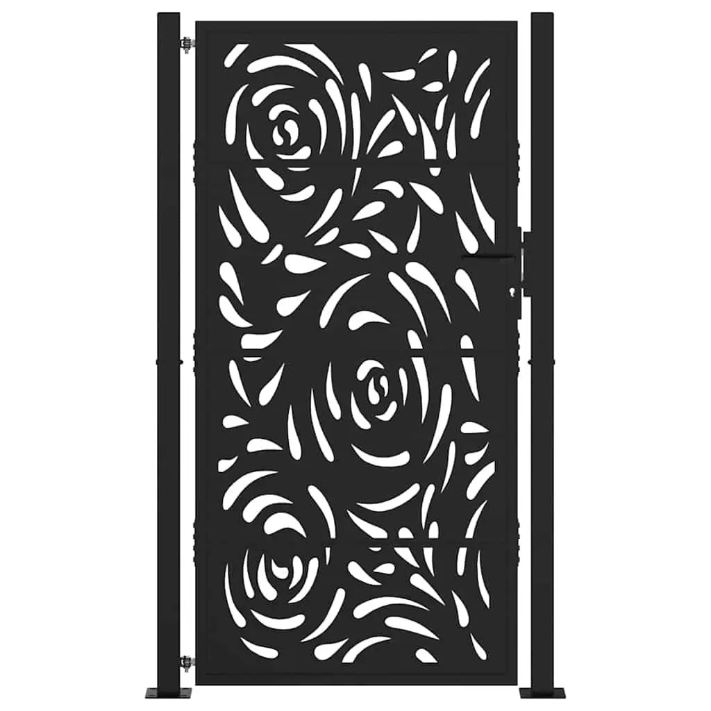 Garden Gate Black Steel 100x175cm with Locking System
