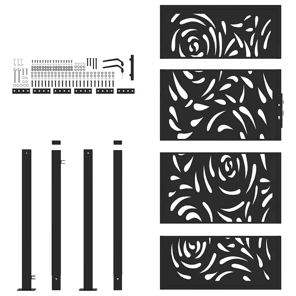 Garden Gate Black Steel 100x175cm with Locking System