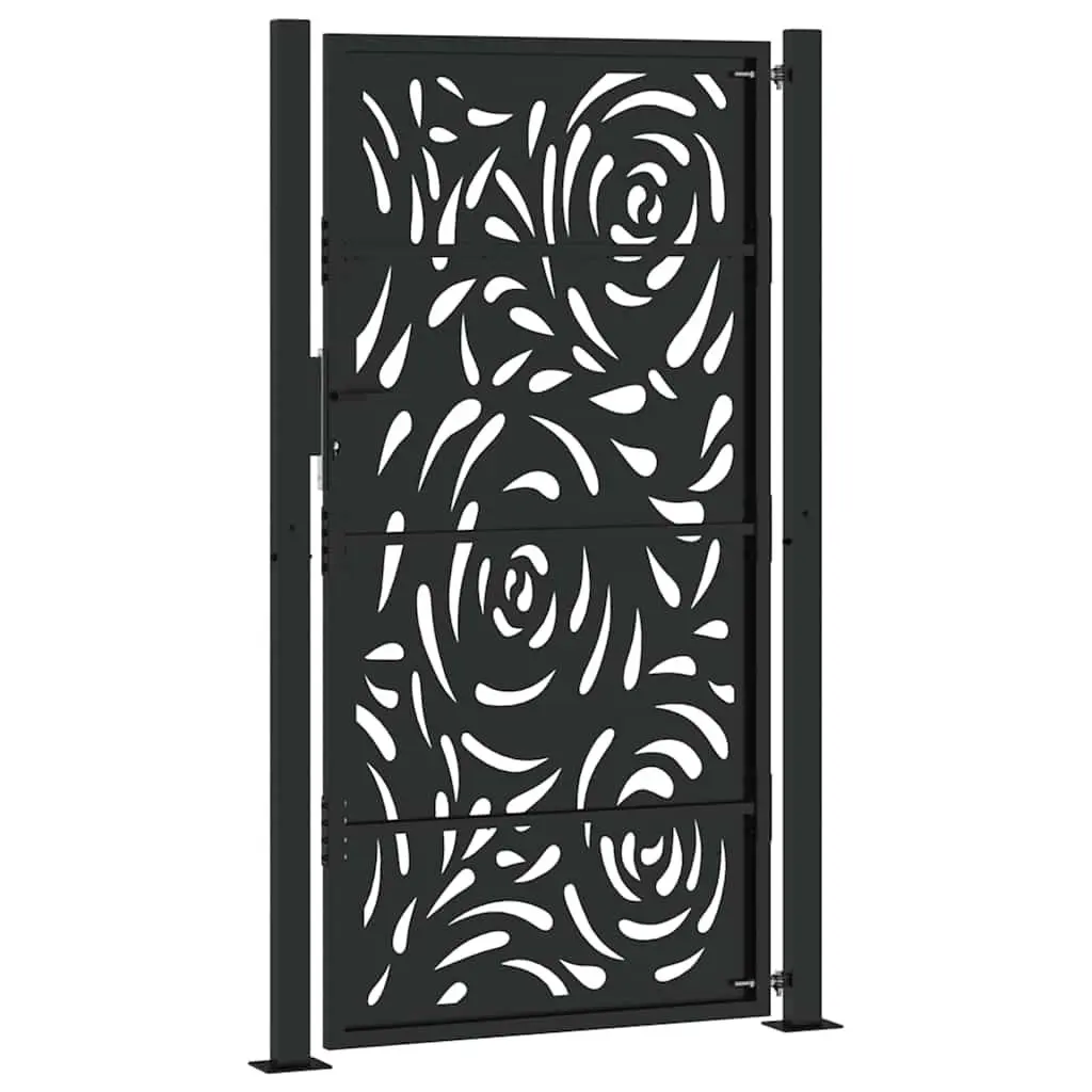 Garden Gate Black Steel 100x175cm with Locking System