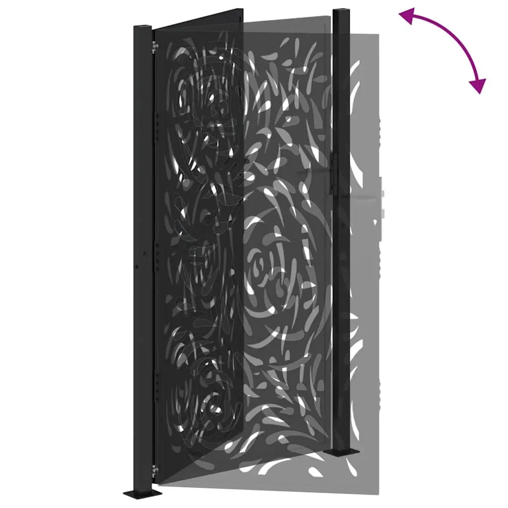 Garden Gate Black Steel 100x175cm with Locking System
