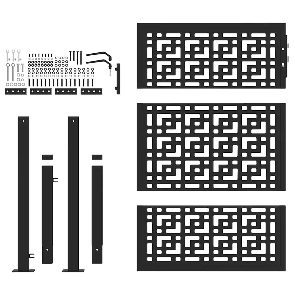 100x125cm Steel Black Garden Gate with Locking System