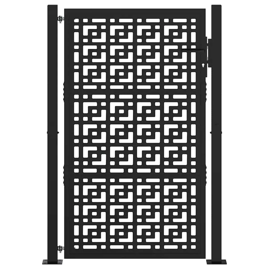 Garden Gate Black Steel Outdoor Fence Entry Cross Design 100x150 cm Lockable