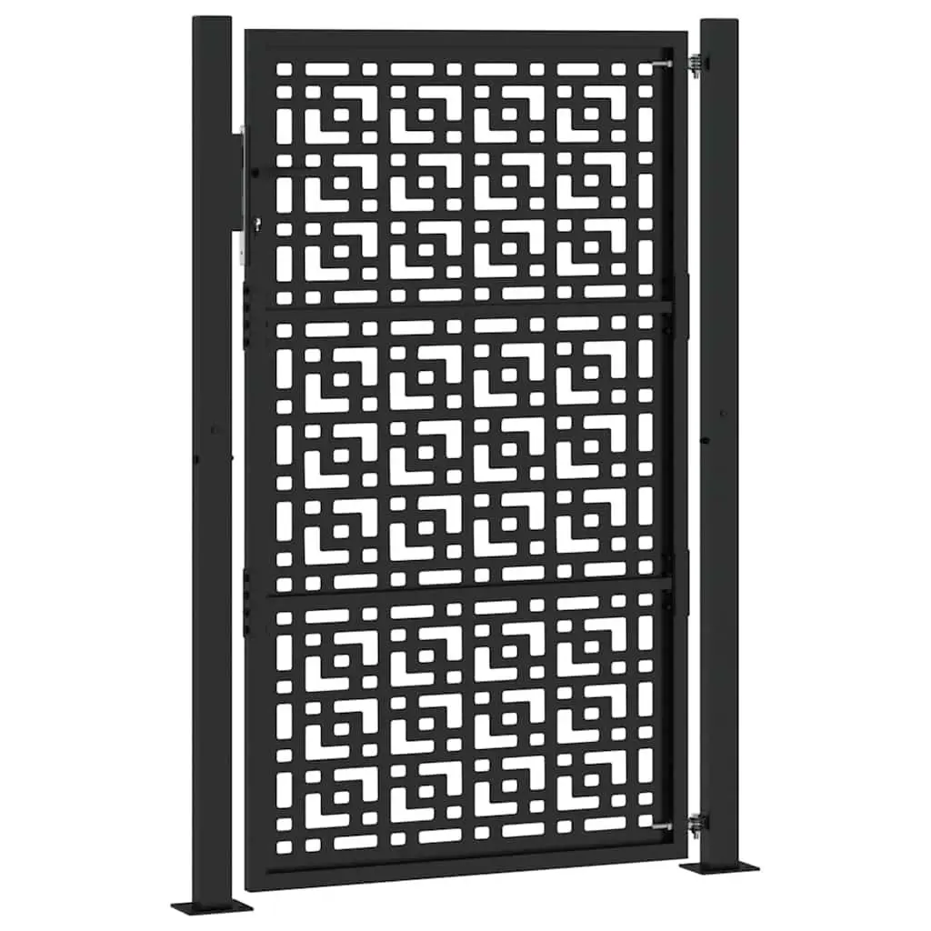 Garden Gate Black Steel Outdoor Fence Entry Cross Design 100x150 cm Lockable