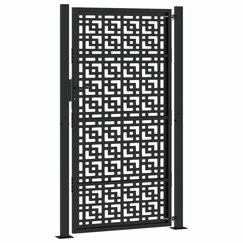 Garden Gate Black 100x175 cm Steel Cross Design Lockable Entrance Patio Fencing