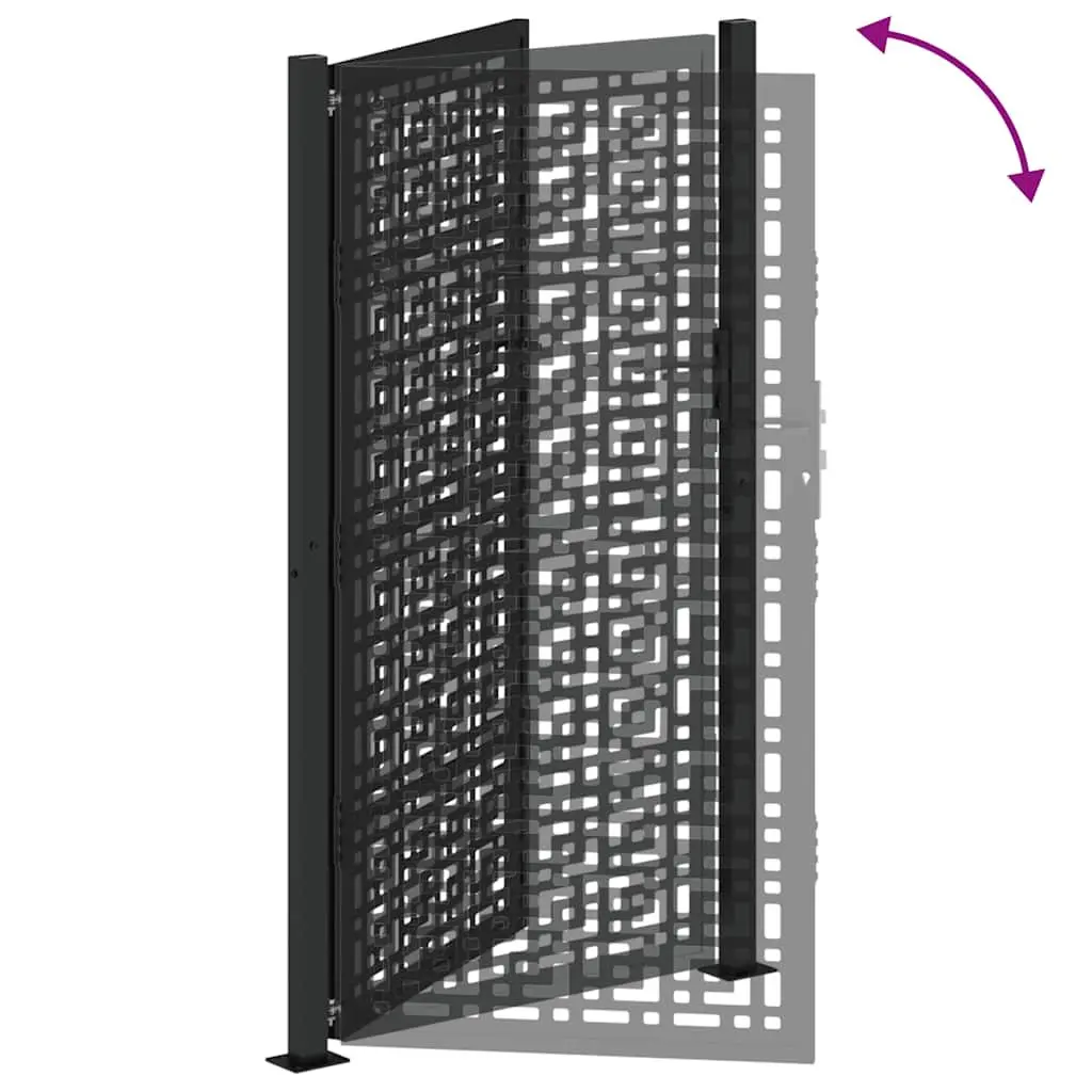 Garden Gate Black 100x175 cm Steel Cross Design Lockable Entrance Patio Fencing