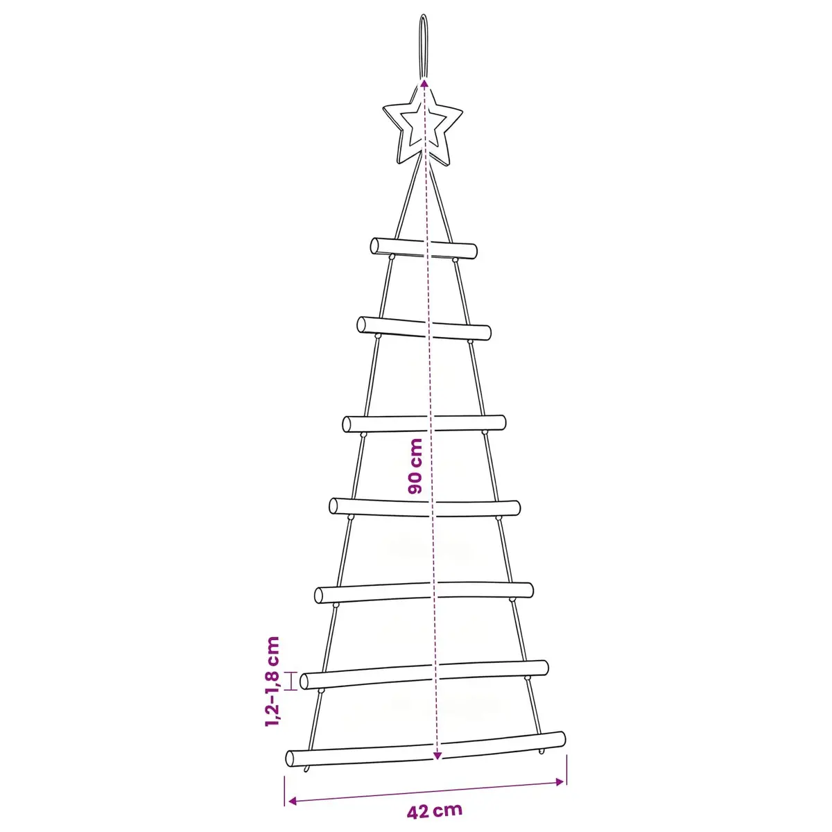 Hanging Christmas Tree Decorations Wall Decor 42x90cm 2 Piece Natural Wood Branch