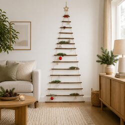 Hanging Christmas Tree Decoration: 100x210cm Natural Wood