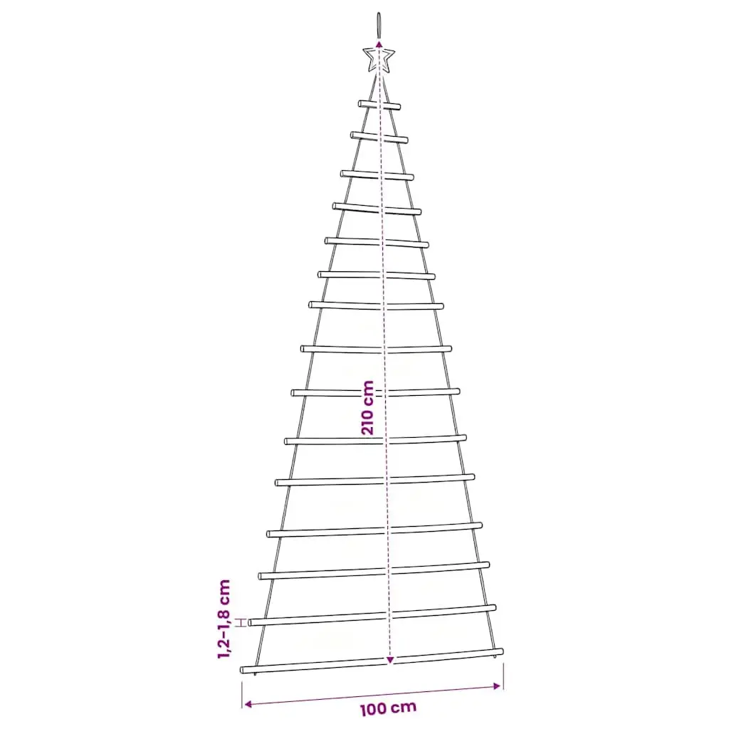 Hanging Christmas Tree Decoration for Wall or Door 100x210cm Natural Wood Branches