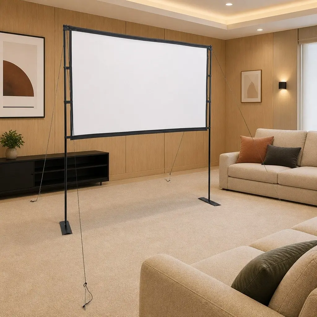 Projection Screen 84 Inch 16:9 Portable Projector Display with Double Stands
