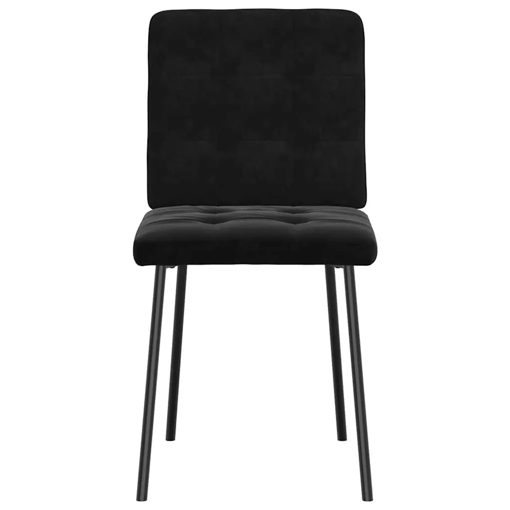 Dining Chairs Set of 2 Black Velvet Kitchen Room Foam Padded Seat