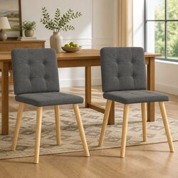 Dining Chairs Set of 2: Grey Polyester Upholstery & Frame Specs