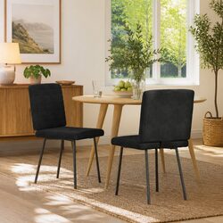Black Velvet Dining Chairs: 2-Piece Set Specifications