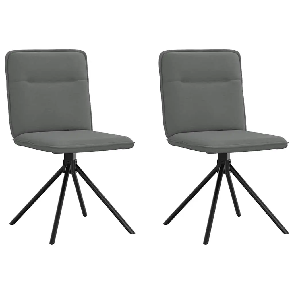 2 pcs Grey Fabric Swivel Dining Chairs