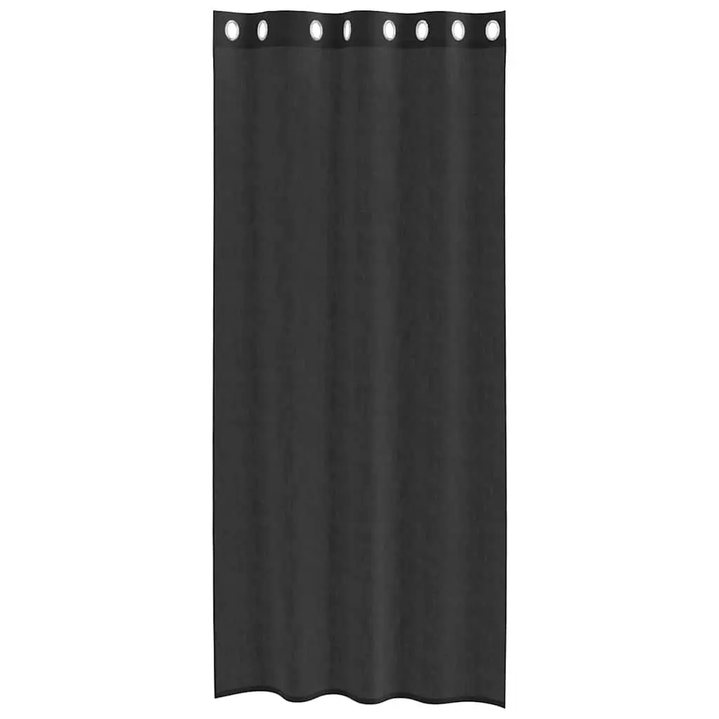 Voile Curtains for Home 140x245 cm Semi-Transparent Black 2 Piece