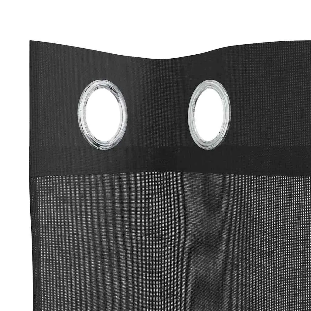 Voile Curtains for Home 140x245 cm Semi-Transparent Black 2 Piece