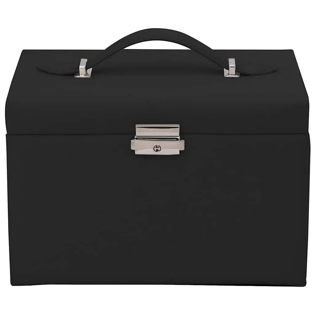 Jewellery Box 4-Layer Organiser with Mirror for Storage Black