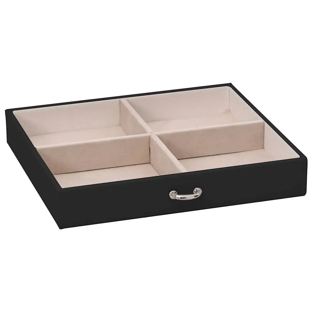 Jewellery Box 4-Layer Organiser with Mirror for Storage Black