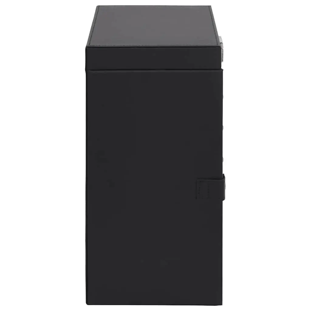 Jewellery Box Organiser Storage Case for Use in Bedroom 6 Layer with Mirror Lockable Black