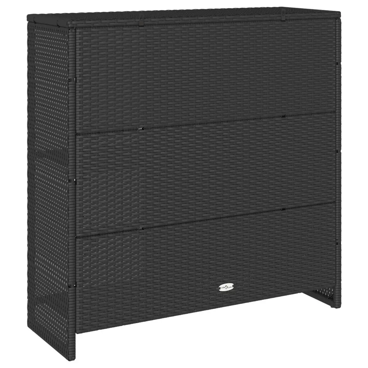 Black Rectangular Storage Cabinet with Rattan Construction
