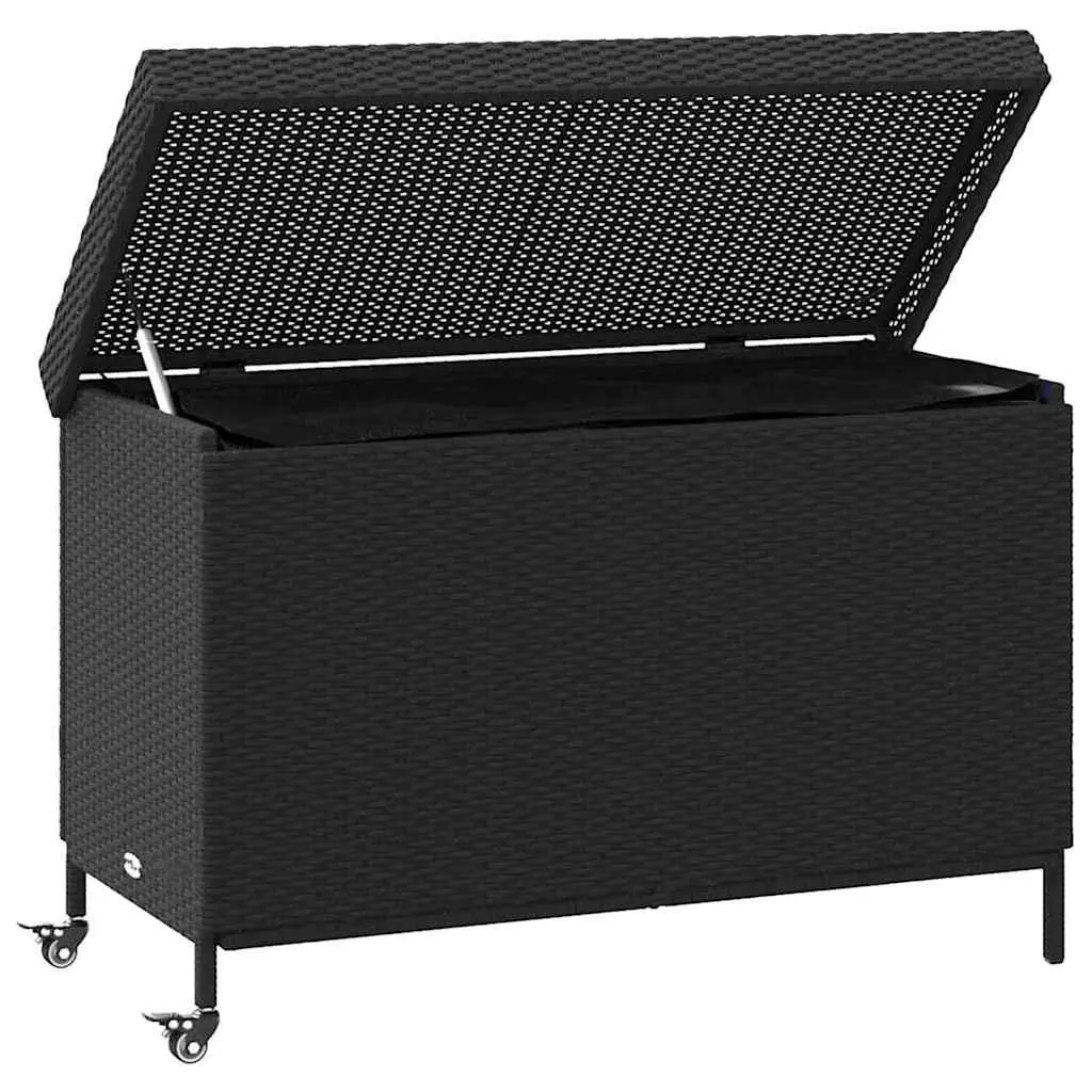Garden Storage Box with Wheels Black Outdoor Furniture Patio Deck Cushion
