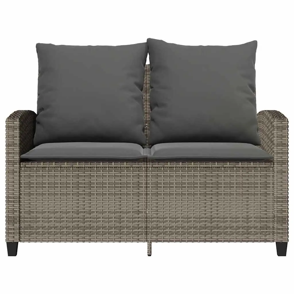 Garden Sofa Set 2-Seater Outdoor Furniture with Cushions and Table Grey