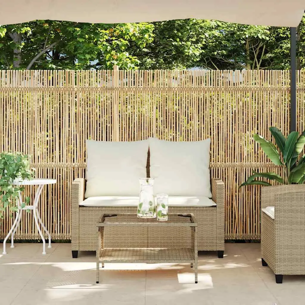 Garden Sofa Outdoor 2-Seater with Cushions Glass Table Beige