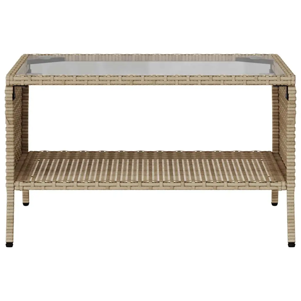 Garden Sofa Outdoor 2-Seater with Cushions Glass Table Beige