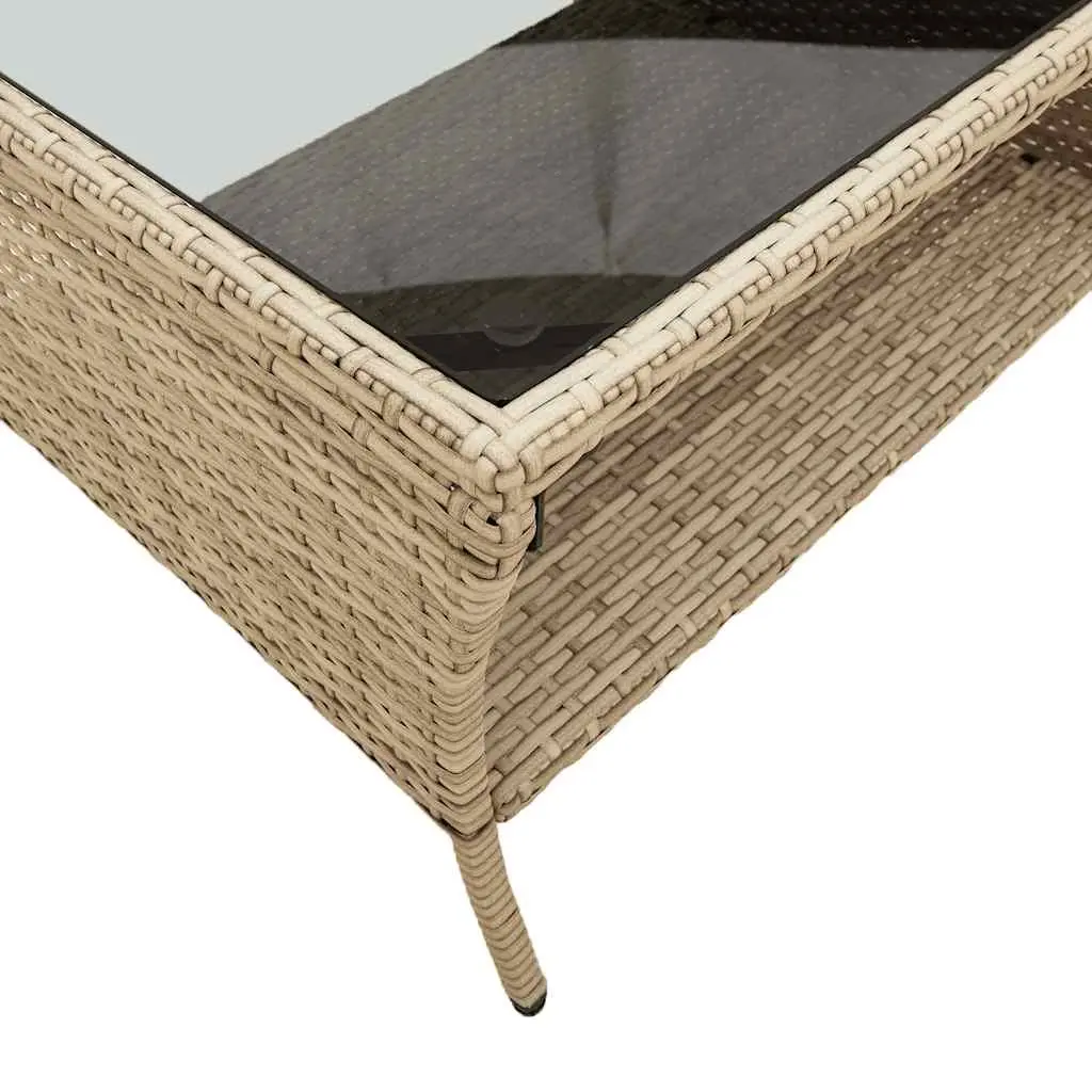 Garden Sofa Outdoor 2-Seater with Cushions Glass Table Beige