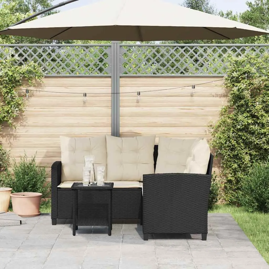 L-Shaped Garden Sofa Set with Coffee Table and Cushions Outdoor Patio Furniture