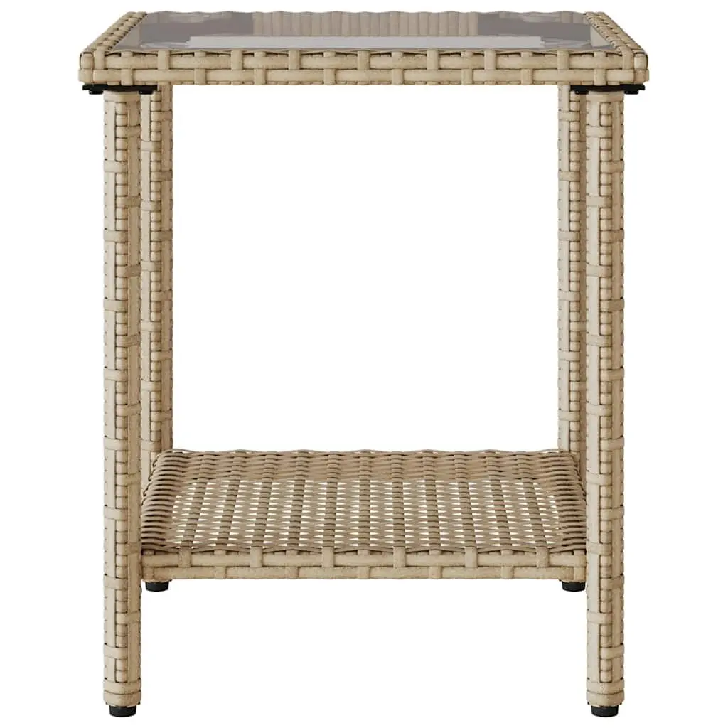 L-Shaped Garden Sofa Set with Table and Cushions Beige Outdoor Furniture