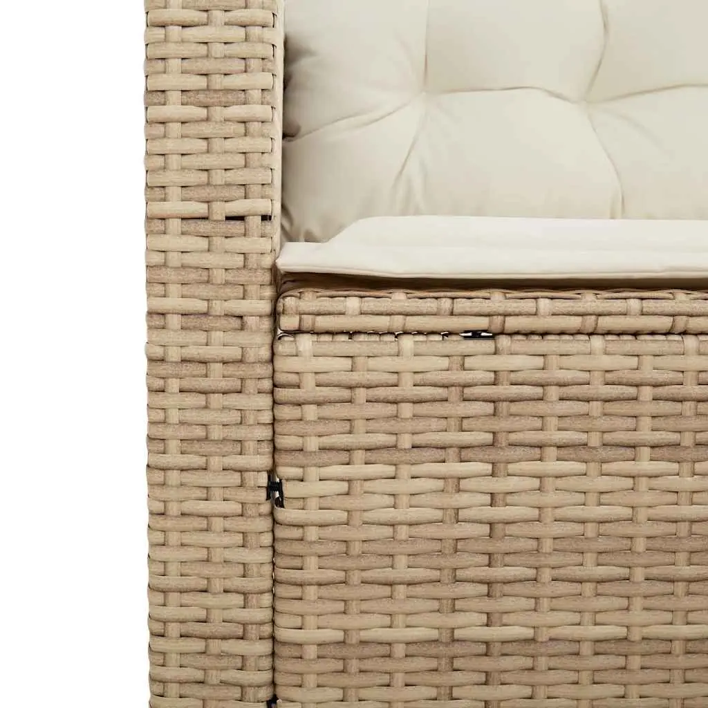 L-Shaped Garden Sofa Set with Table and Cushions Beige Outdoor Furniture
