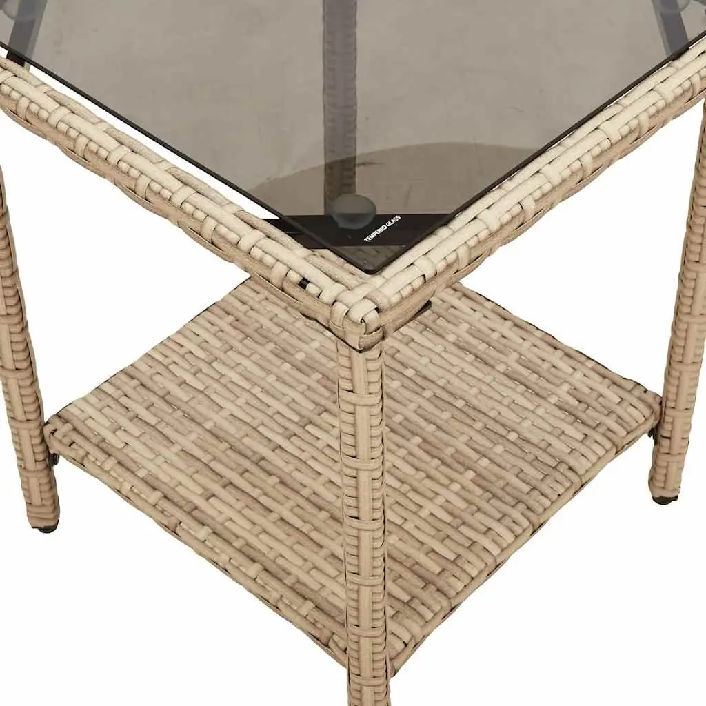L-Shaped Garden Sofa Set with Table and Cushions Beige Outdoor Furniture