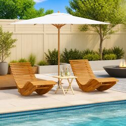 Dimensions: Rocking Sun Lounger Chair Set for Two - Acacia