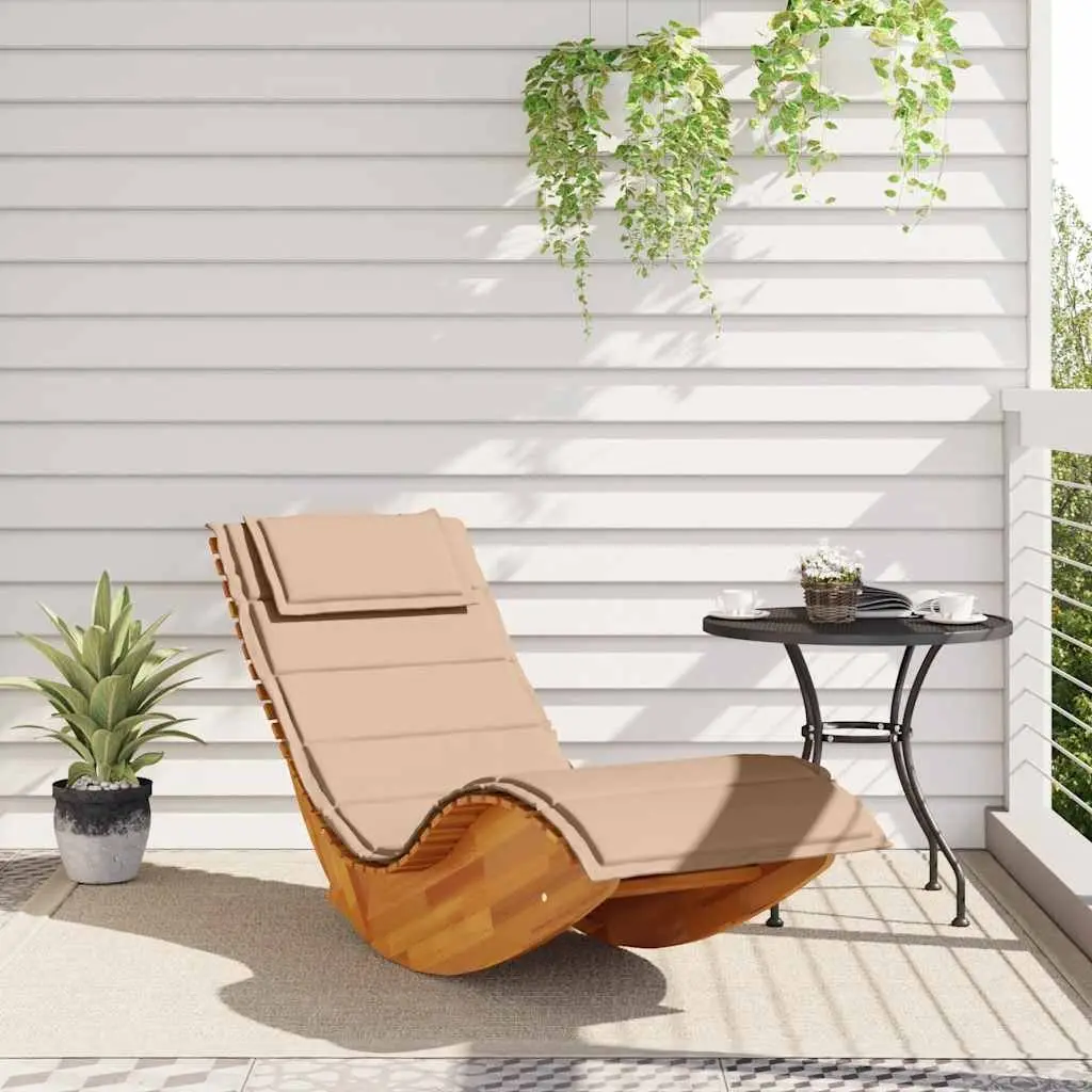 Wooden Rocking Lounger with Padded Cushion and Solid Build