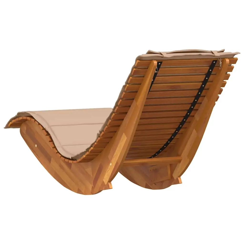 Wooden Rocking Lounger with Padded Cushion and Solid Build