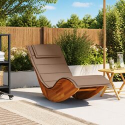 Rocking Sun Lounger Outdoor Garden Furniture Solid Wood Acacia with Cushion