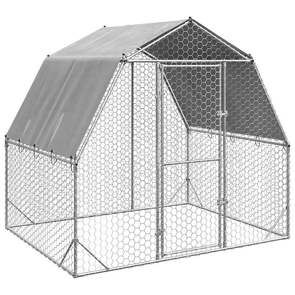 Chicken Run Enclosure for Backyard Poultry 2.5x2x2.25m Hexagonal Mesh Silver