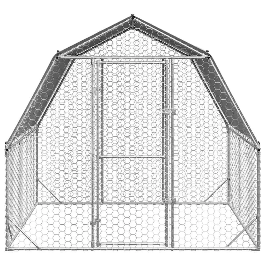 Chicken Run Enclosure for Backyard Poultry 2.5x2x2.25m Hexagonal Mesh Silver