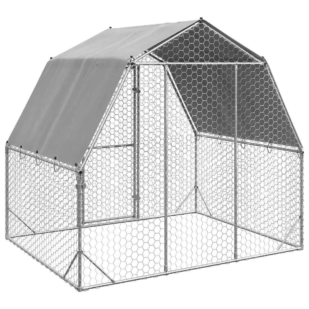 Chicken Run Enclosure for Backyard Poultry 2.5x2x2.25m Hexagonal Mesh Silver