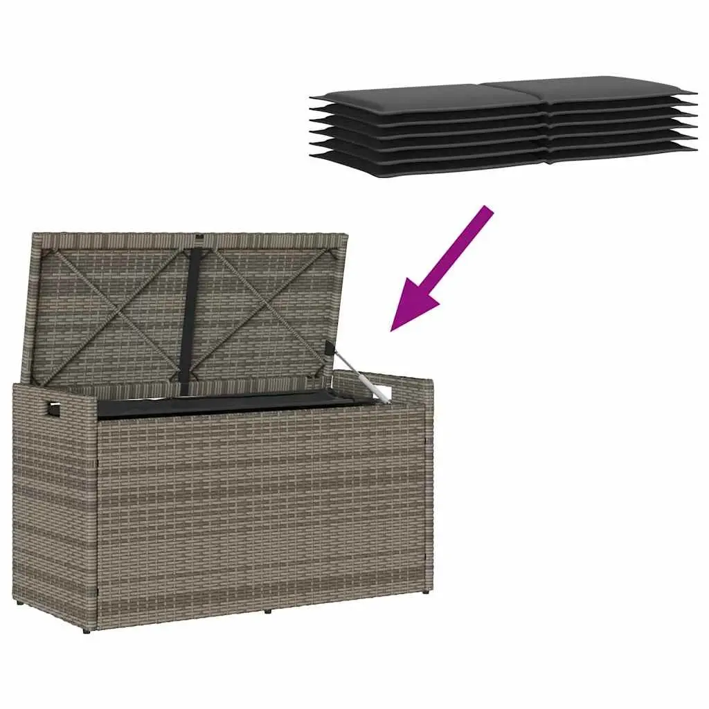 Outdoor Storage Bench for Garden 100cm Poly Rattan with Cushion