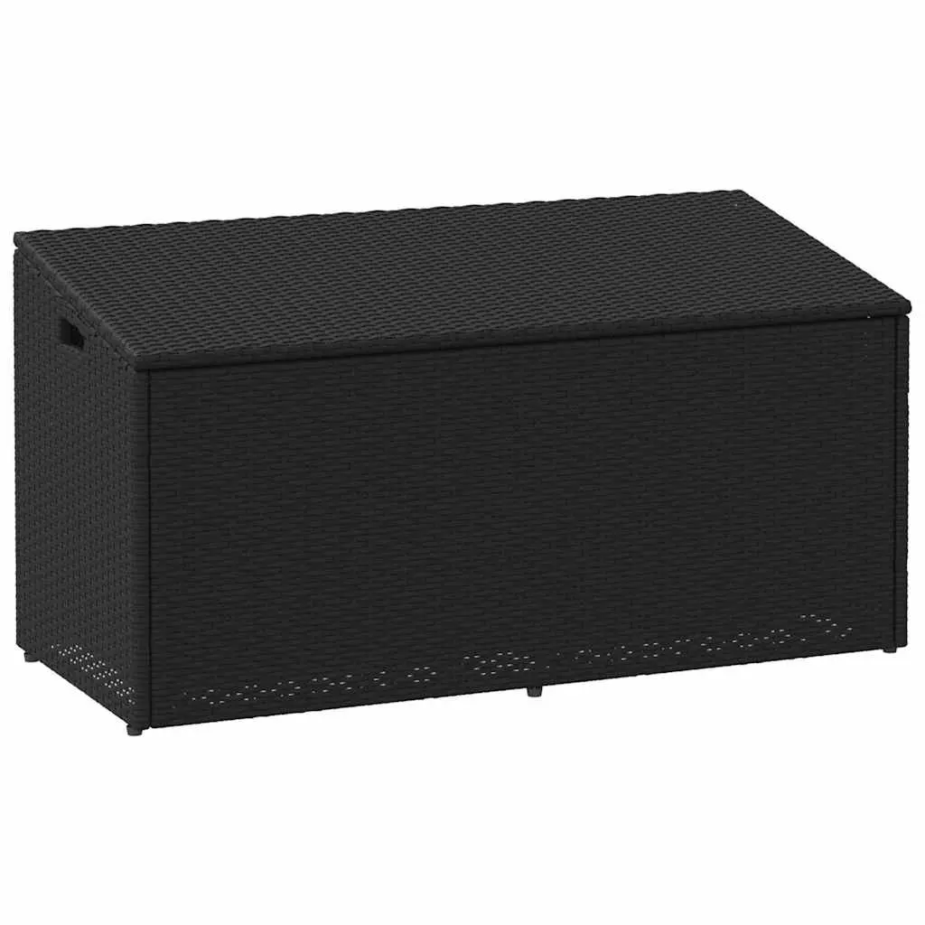 Outdoor Storage Box Black Garden Furniture Poly Rattan 110x50x58cm Bench Deck