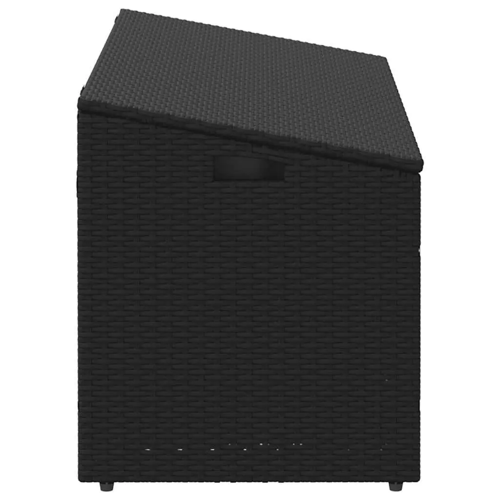 Outdoor Storage Box Black Garden Furniture Poly Rattan 110x50x58cm Bench Deck